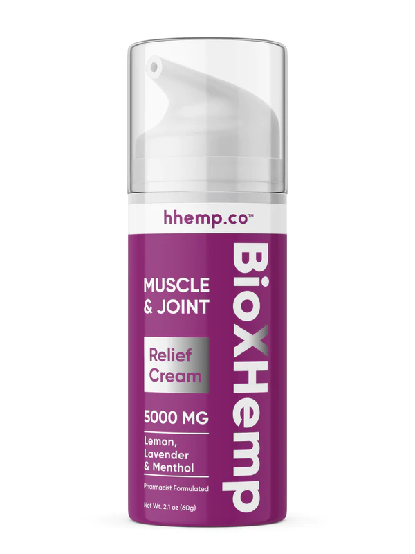 BioXHemp 5000mg Muscle Joint Relief Cream Lemon Lavender Menthol